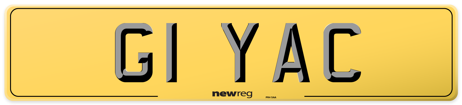 G1 YAC Rear Number Plate