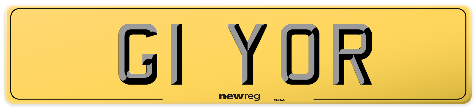 G1 YOR Rear Number Plate