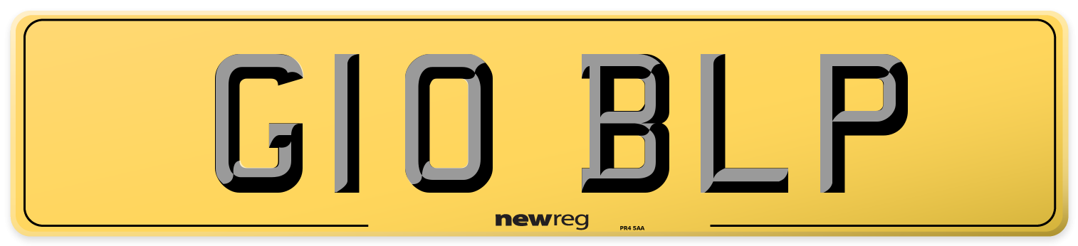 G10 BLP Rear Number Plate