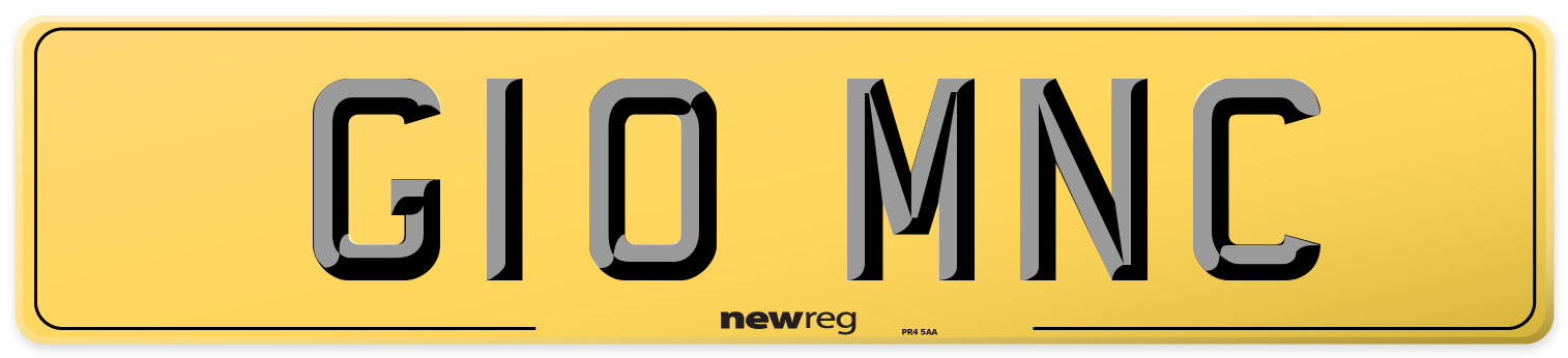 G10 MNC Rear Number Plate
