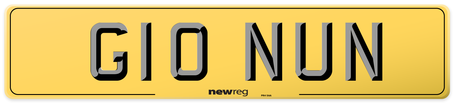 G10 NUN Rear Number Plate