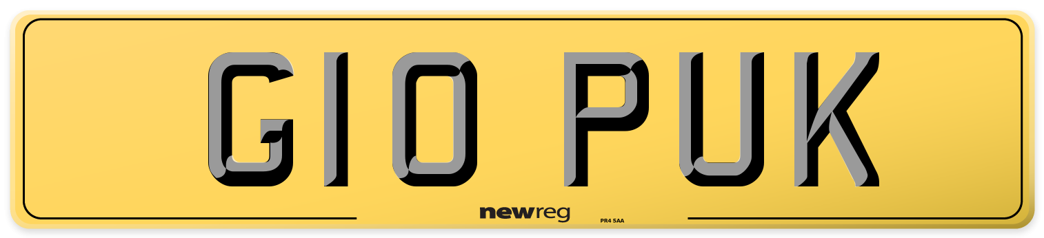 G10 PUK Rear Number Plate