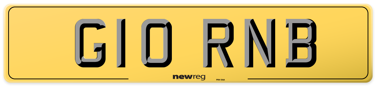 G10 RNB Rear Number Plate
