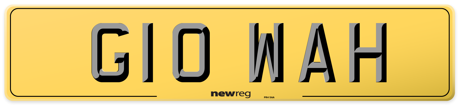 G10 WAH Rear Number Plate