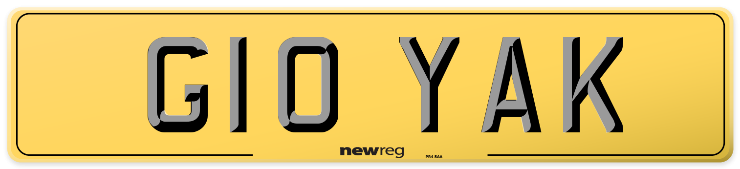 G10 YAK Rear Number Plate