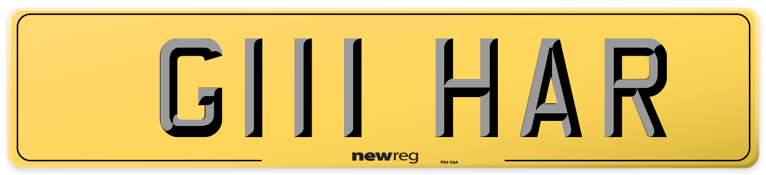 G111 HAR Rear Number Plate