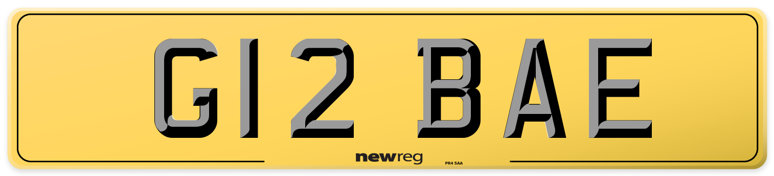 G12 BAE Rear Number Plate