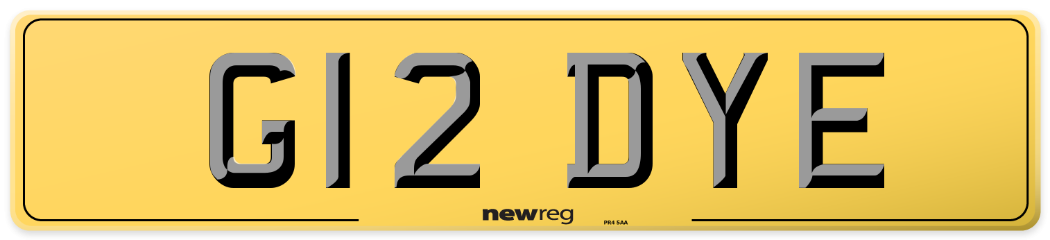 G12 DYE Rear Number Plate