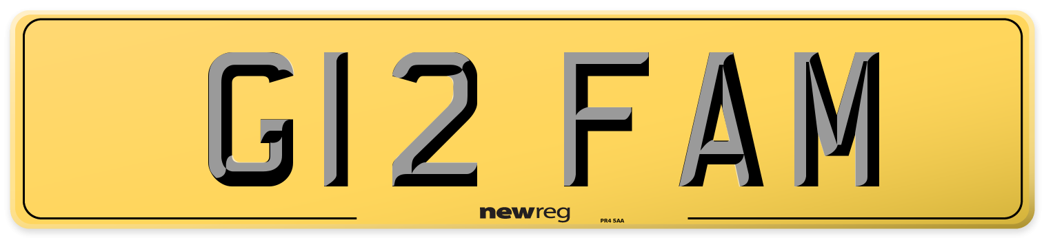 G12 FAM Rear Number Plate
