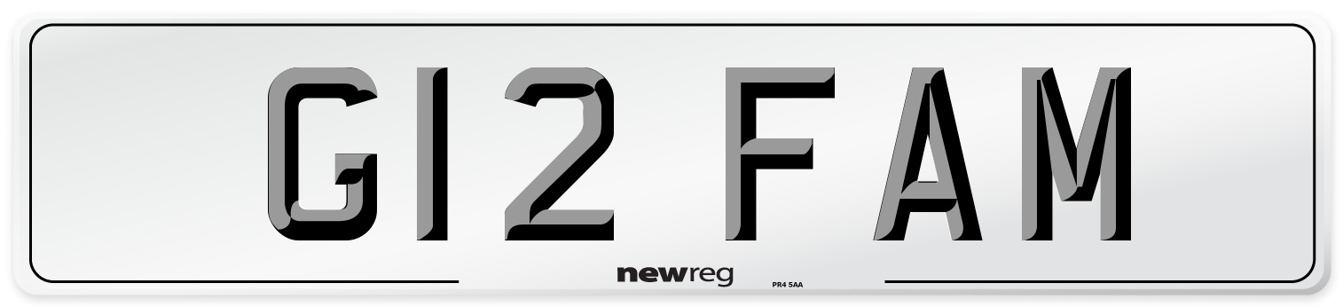 G12 FAM Front Number Plate
