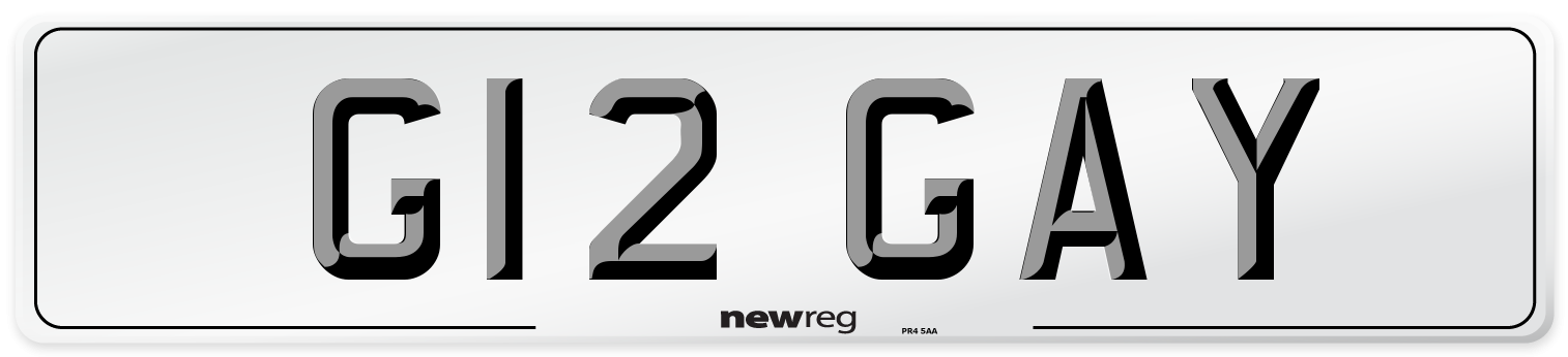 G12 GAY Front Number Plate