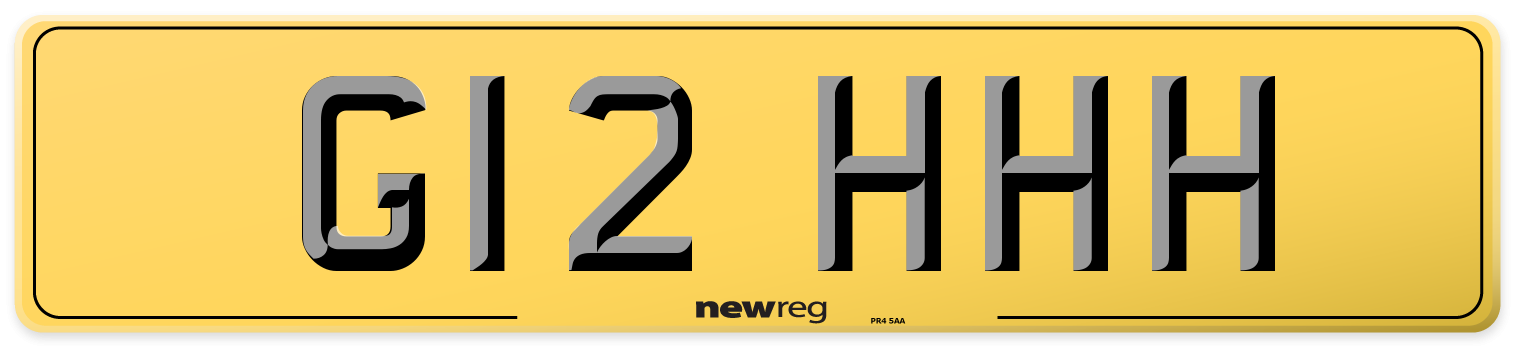 G12 HHH Rear Number Plate