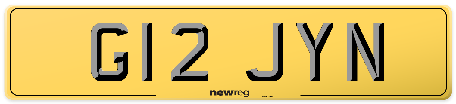 G12 JYN Rear Number Plate