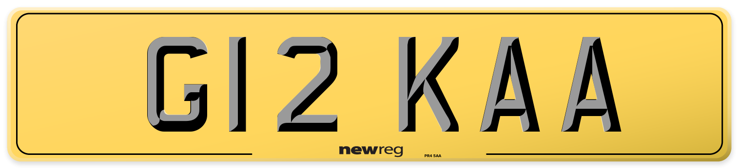 G12 KAA Rear Number Plate