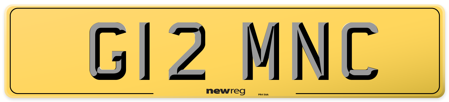 G12 MNC Rear Number Plate