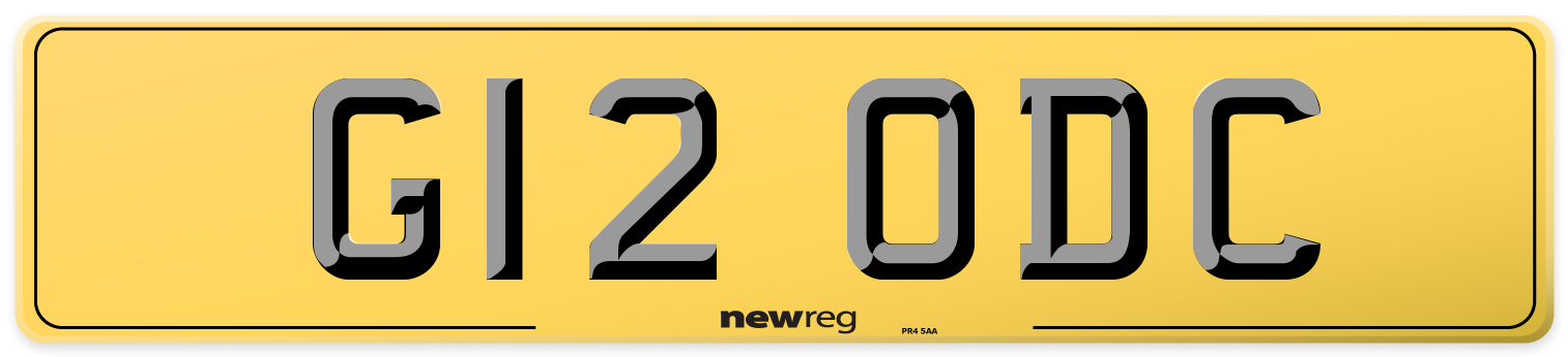 G12 ODC Rear Number Plate