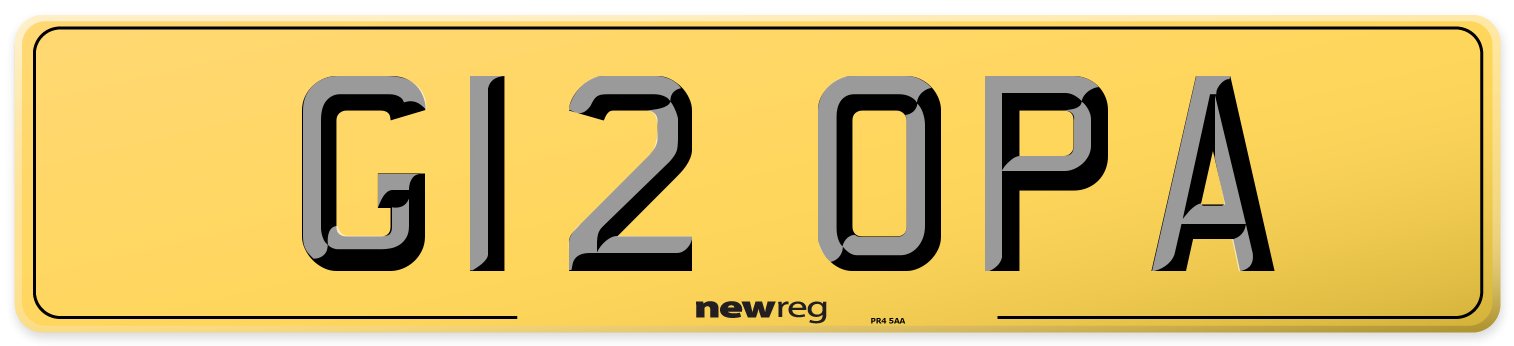 G12 OPA Rear Number Plate