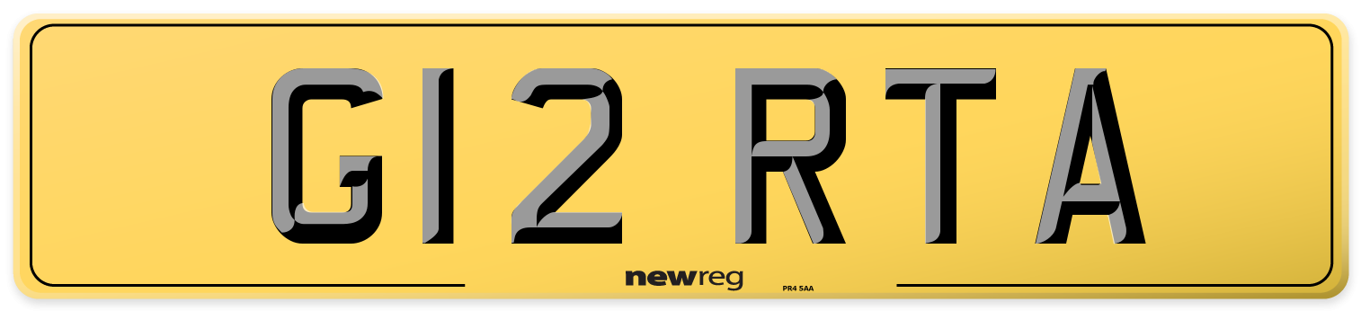 G12 RTA Rear Number Plate
