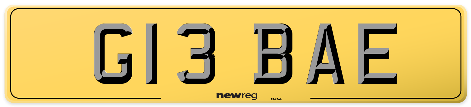 G13 BAE Rear Number Plate