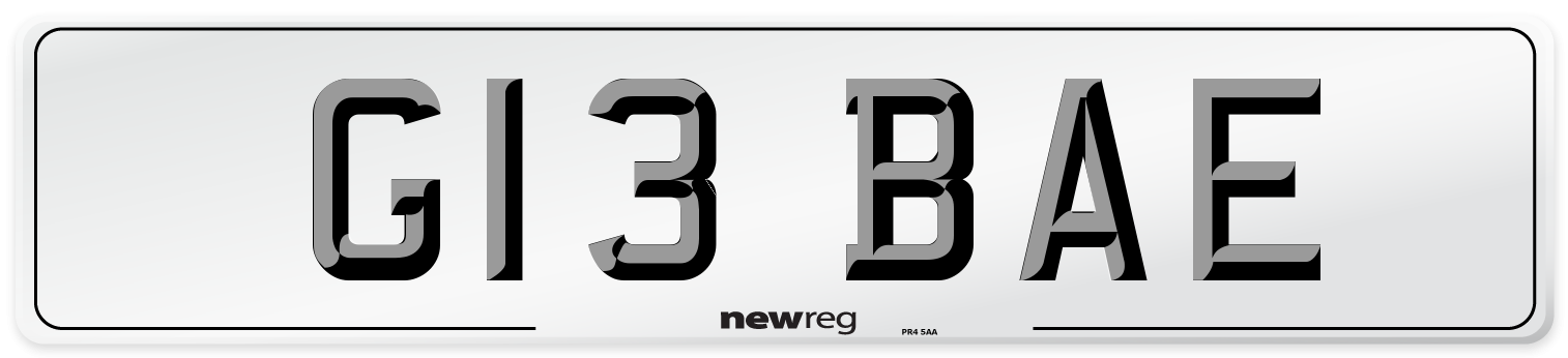 G13 BAE Front Number Plate