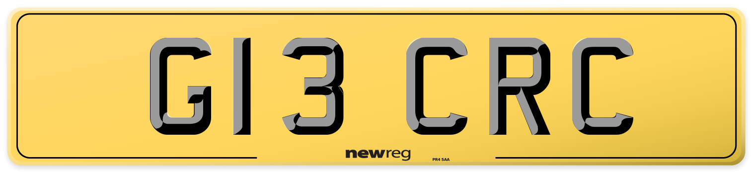 G13 CRC Rear Number Plate