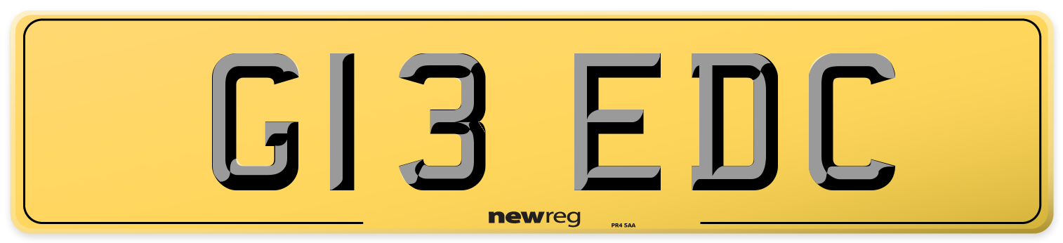 G13 EDC Rear Number Plate