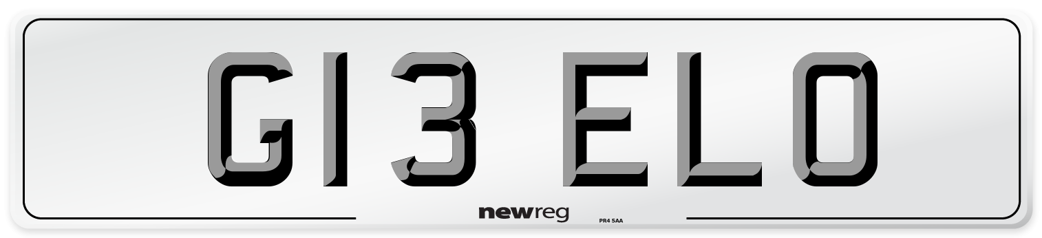 G13 ELO Front Number Plate