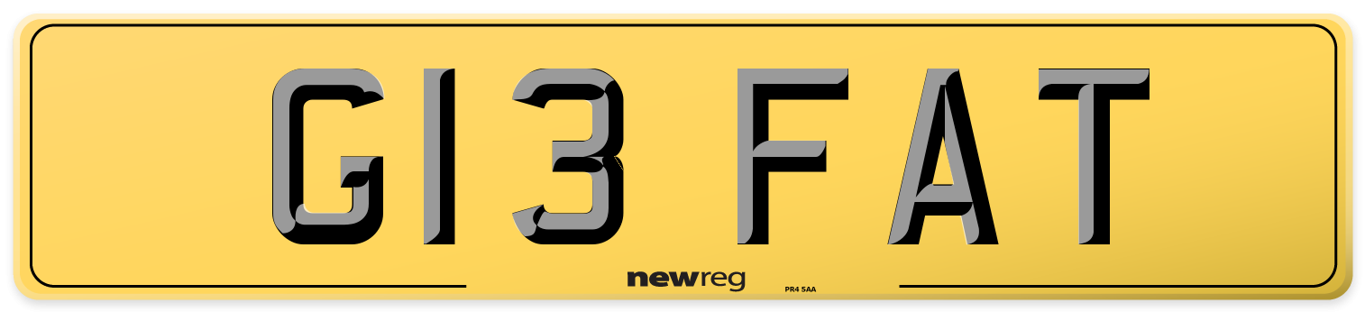 G13 FAT Rear Number Plate