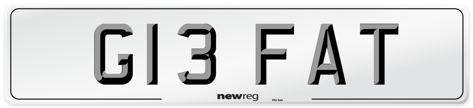 G13 FAT Front Number Plate