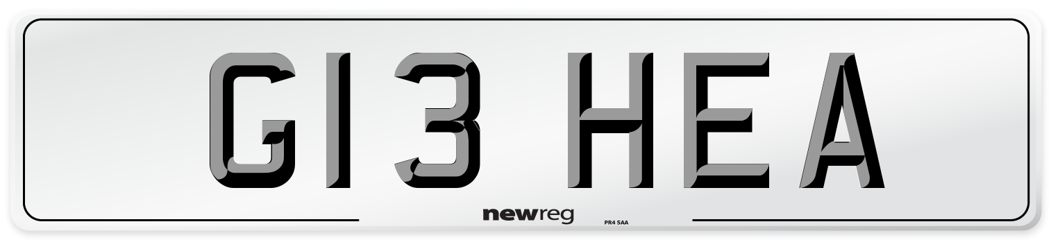 G13 HEA Front Number Plate