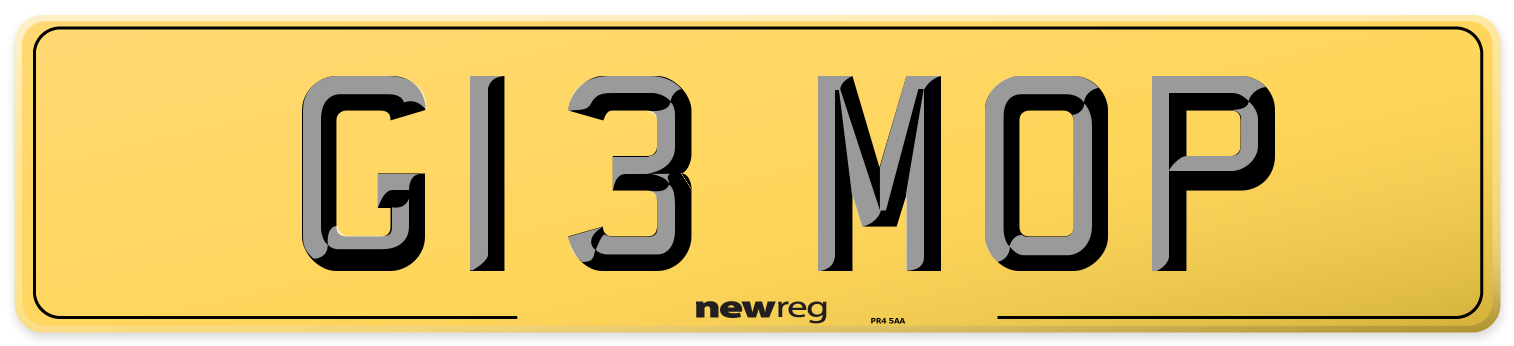 G13 MOP Rear Number Plate
