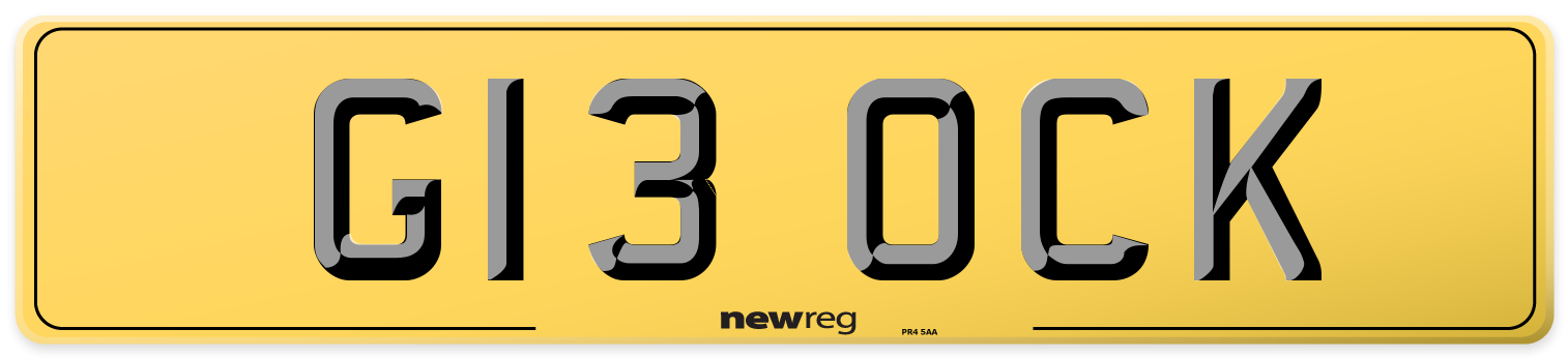 G13 OCK Rear Number Plate