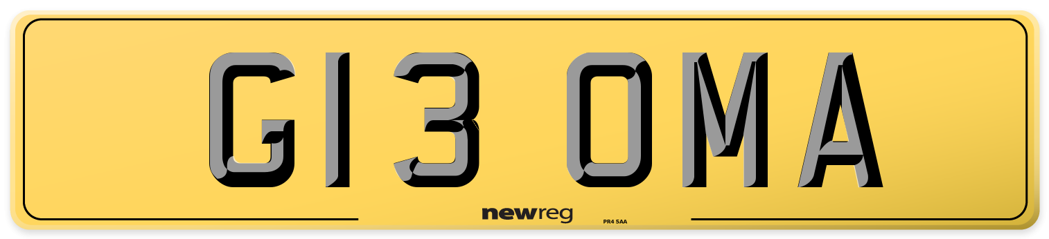 G13 OMA Rear Number Plate