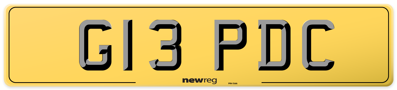 G13 PDC Rear Number Plate
