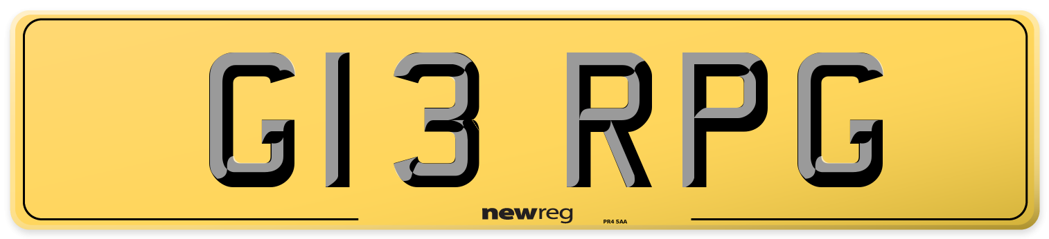 G13 RPG Rear Number Plate