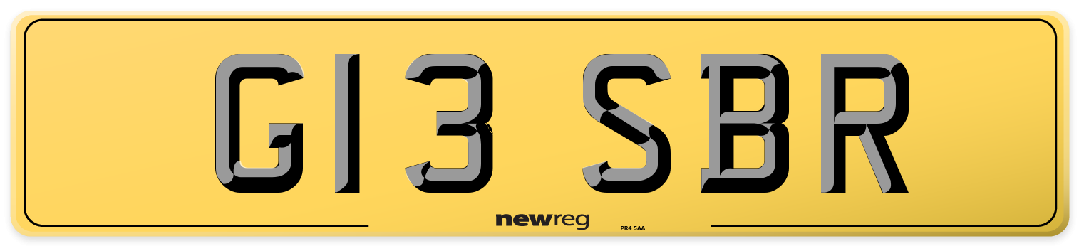 G13 SBR Rear Number Plate