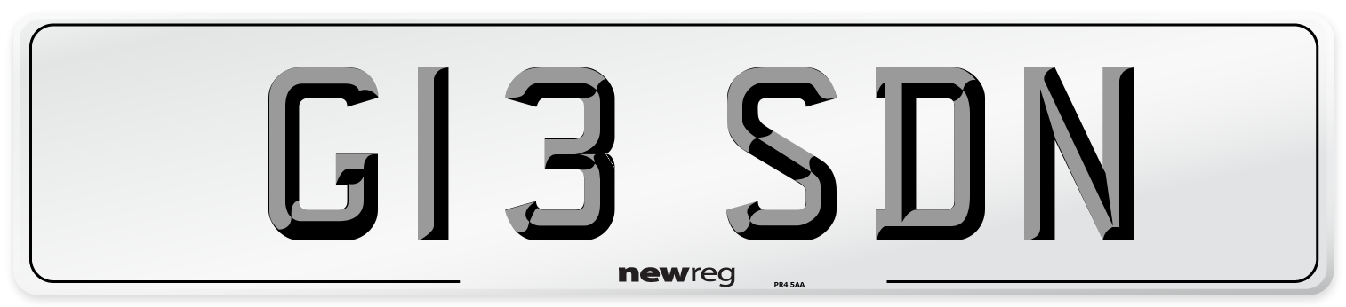 G13 SDN Front Number Plate