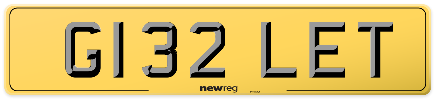 G132 LET Rear Number Plate