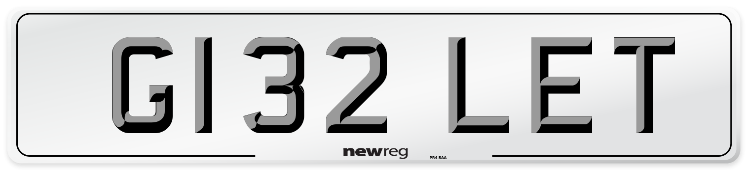 G132 LET Front Number Plate