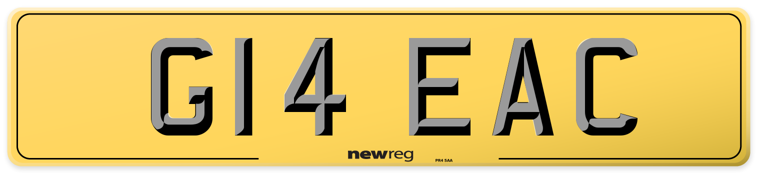 G14 EAC Rear Number Plate