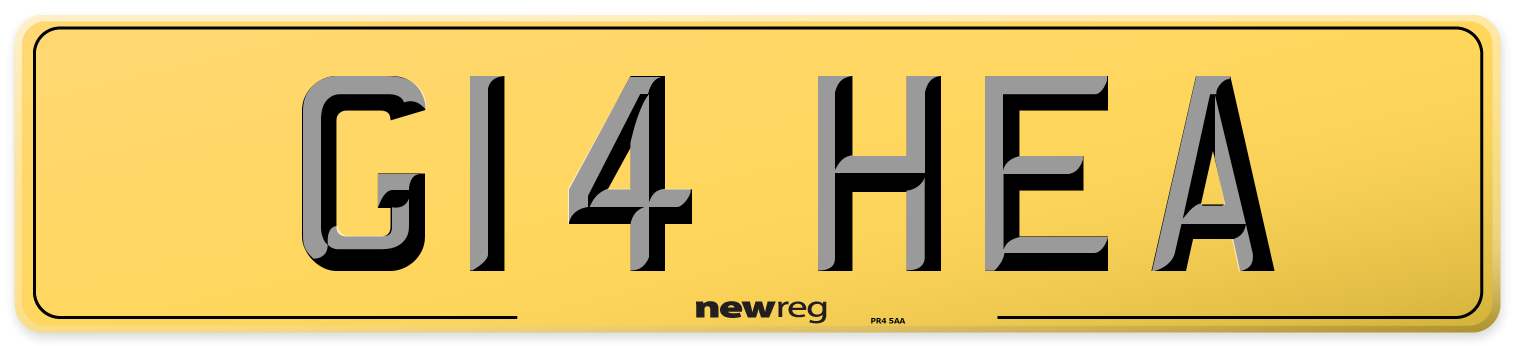 G14 HEA Rear Number Plate