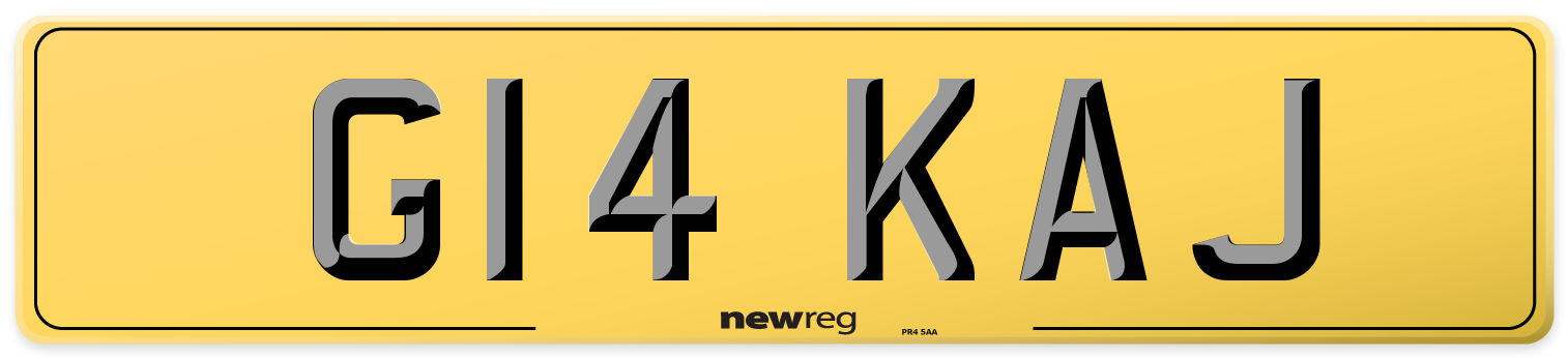 G14 KAJ Rear Number Plate