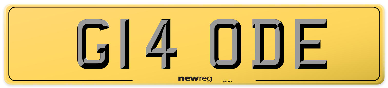 G14 ODE Rear Number Plate