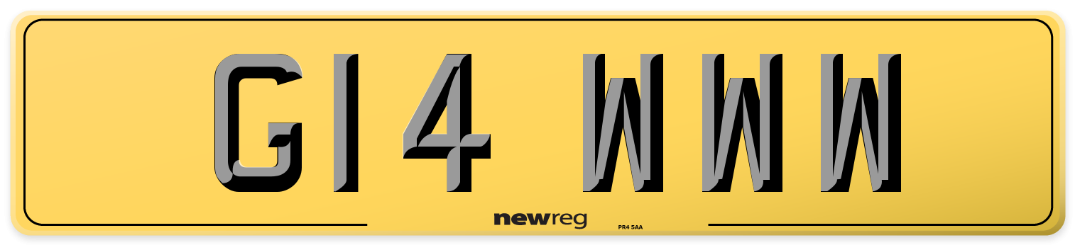 G14 WWW Rear Number Plate