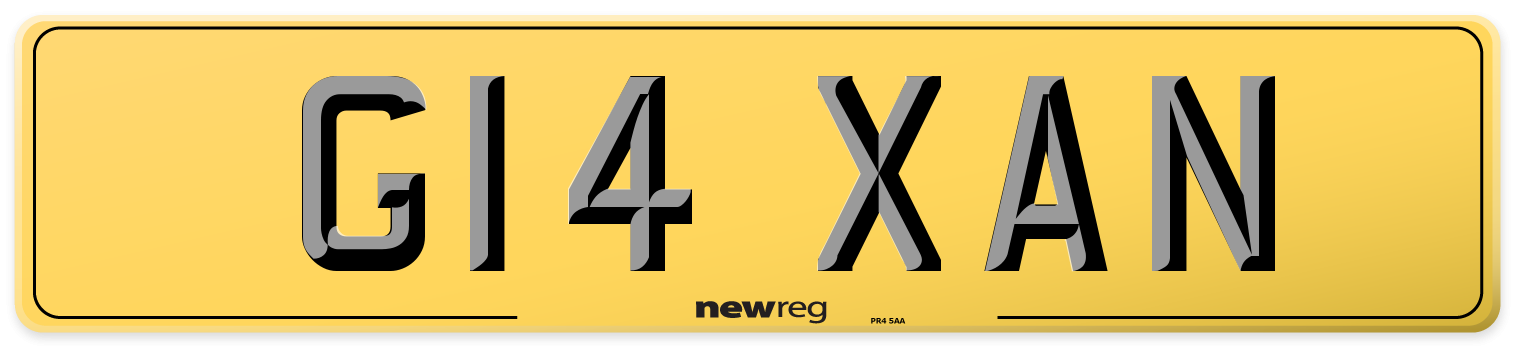 G14 XAN Rear Number Plate