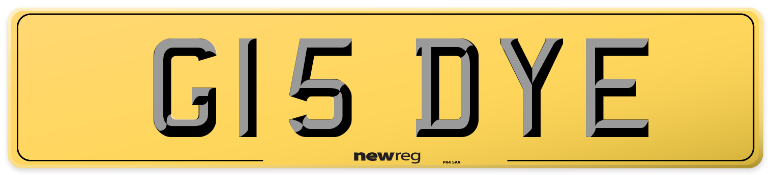 G15 DYE Rear Number Plate