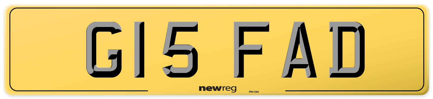 G15 FAD Rear Number Plate