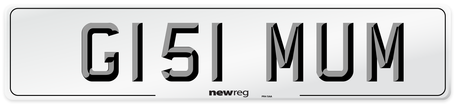 G151 MUM Front Number Plate