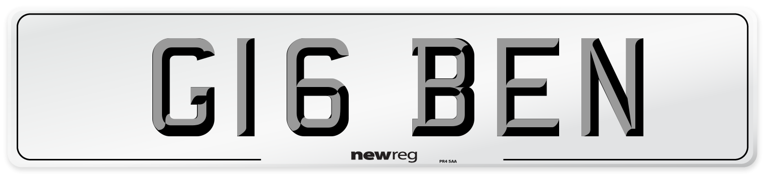 G16 BEN Front Number Plate