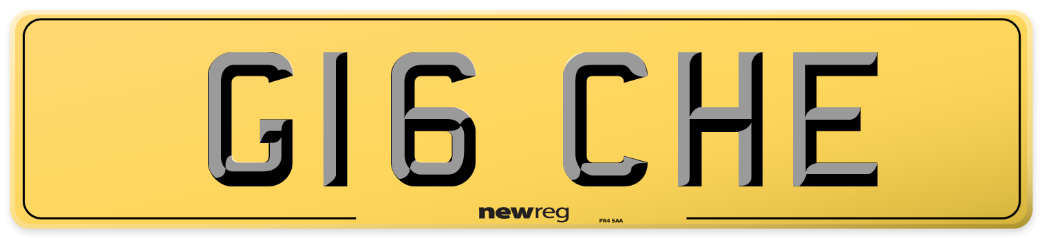 G16 CHE Rear Number Plate